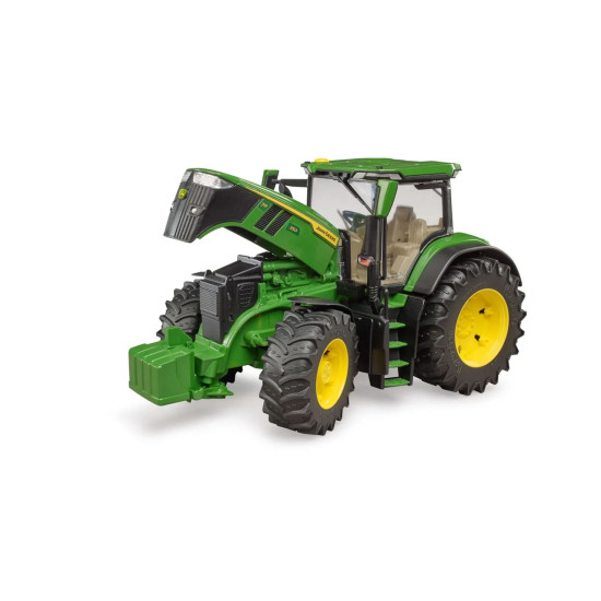 Traktor John Deere Řady 7R s otevírací kapotou a realistickým motorem.