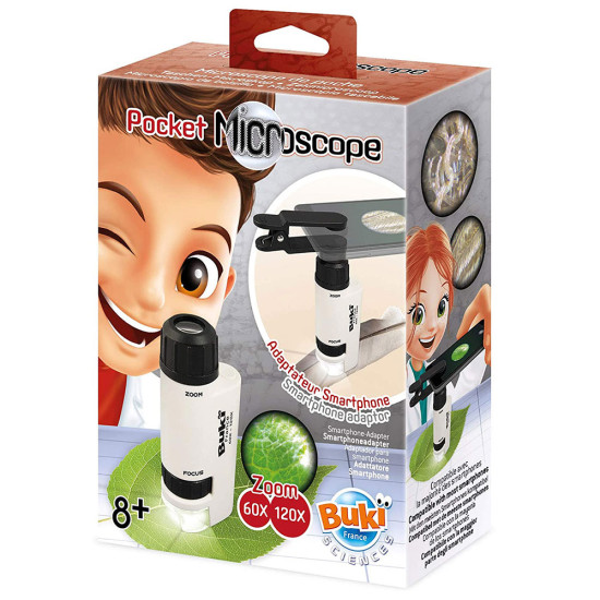 Kapesní mikroskop je zvětšovací přístroj se zabudovaným LED světlem.