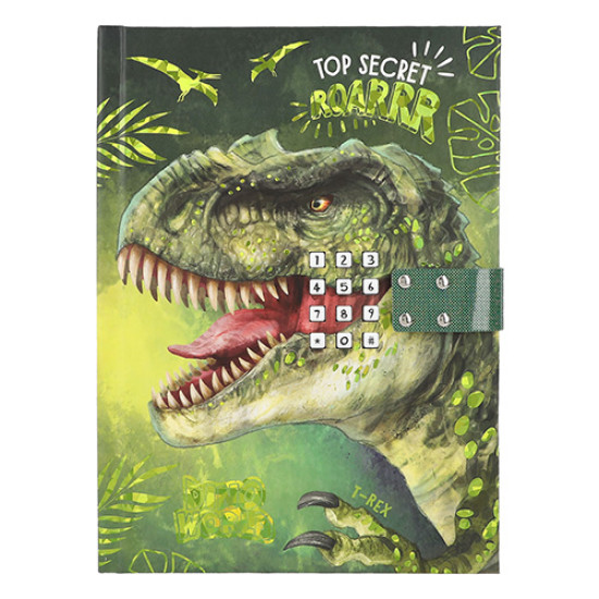 Zápisník na kód se zvukem značky Dino World. Správný číselný kód znáš jen ty!