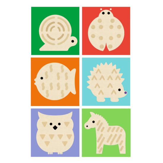 Obrázkové kostky zvířátek. 4 dřevěné kostky a 6 puzzle.