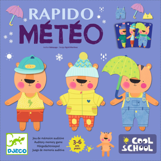 Hra Rapido Meteo. kde hráči soutěží v tom, kdo dříve oblékne svého tygra podle toho, jak si zapamatoval instrukce od spoluhráče. 