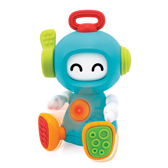 Roztomilý robot pro nejmenší nabízí čtyři různé výrazy obličeje, dvě veselé melodie a 16 světelných a zvukových efektů. 