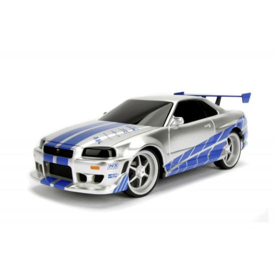 RC Nissan Skyline GTR na dálkové ovládání ve stříbrno-modrém provedení