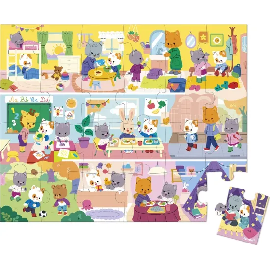 Puzzle v kufříku Můj den Kočky 24 ks