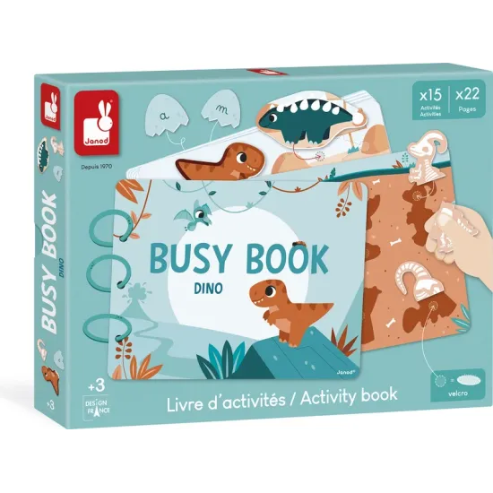Interaktivní kniha s aktivitami Busy Book Dino