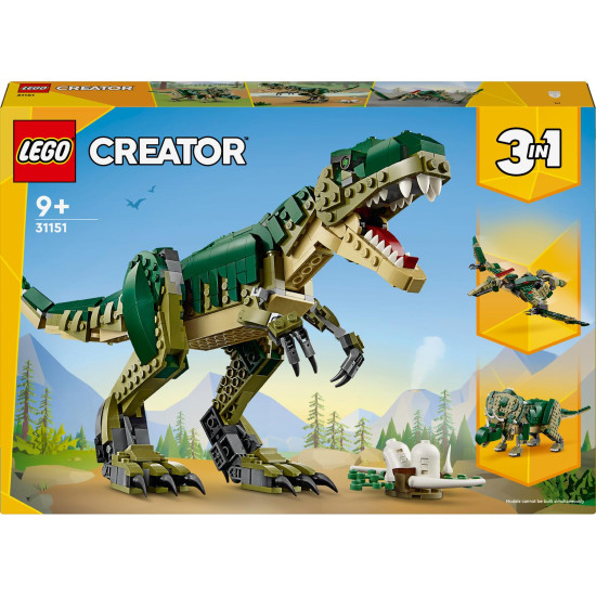 LEGO® Creator 3 v 1 modely: T-Rex, Triceratops a Pterodaktyl v akci – dokonalá stavebnice pro milovníky dinosaurů.