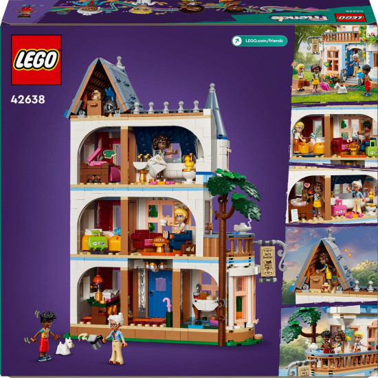 LEGO Friends Stylový hotel na zámku s francouzským designem, luxusním apartmánem s vanou na nožičkách, zimní zahradou, recepcí a tajemným podkrovím plným historických artefaktů. 