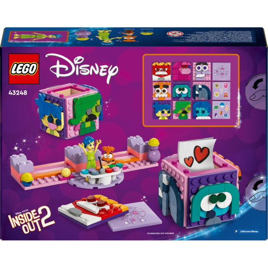 LEGO® Disney stavebnice z filmu V hlavě 2 se 2 sestavitelnými kostkami, mini panenkami Radosti a Úzkosti, náladovými cedulkami a figurkami Foremana a Margie. 