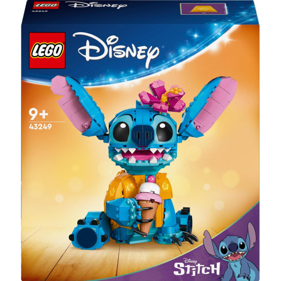 LEGO® Disney Stitch pro hraní a vystavení s pohyblivýma ušima, otáčející se hlavou, sestavitelným zmrzlinovým kornoutem a květinou. Ideální dárek pro fanoušky pohádky Lilo a Stitch.