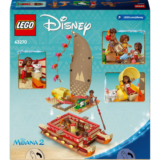 LEGO® Disney Vaiana – Stavebnice kánoe s plachtou a 3 postavičkami pro kreativitu a dobrodružství na moři