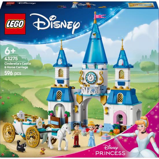 LEGO® Disney Popelčin zámek a kočár – kouzelná stavebnice s postavičkami a zvířátky pro kreativní hraní dětí.