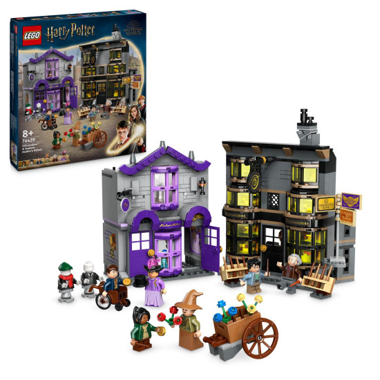 LEGO Harry Potter Šikmá ulička, Ollivanderův obchod LEGO, Madame Malkinová LEGO, Harry Potter LEGO minifigurky, LEGO kouzla a kouzla, nákupní Šikmá ulička LEGO