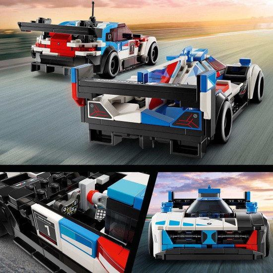 Toto dvojité balení LEGO Speed ​​Champions obsahuje autentické modely BMW M4 GT3 a M Hybrid V8, které si zamilují kluci, holky i dospělí sběratelé.