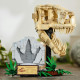 LEGO® Jurassic World stavebnice s lebkou T-Rexe a fosiliemi pro děti, která obsahuje stojan s informační cedulkou, otevírací čelist a skrytý „jantarový“ dílek.