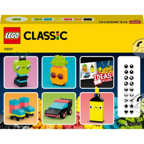 LEGO Classic Neonová kreativní zábava představuje tvůrčí hry s neonovými barvami.