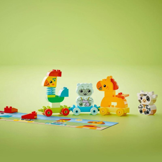 Složte zvířátka, nasaďte na vláček a vydejte se s nimi na cestu s Lego Duplo Vláček se zvířátky.
