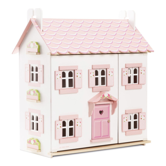 Luxusní třípatrový ručně malovaný domeček pro panenky.