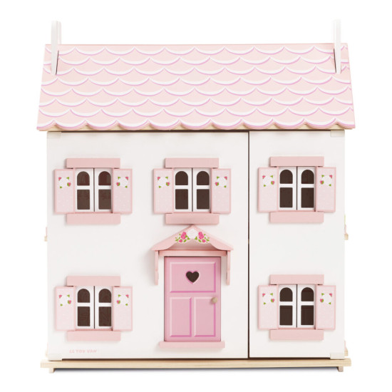 Luxusní třípatrový ručně malovaný domeček pro panenky.