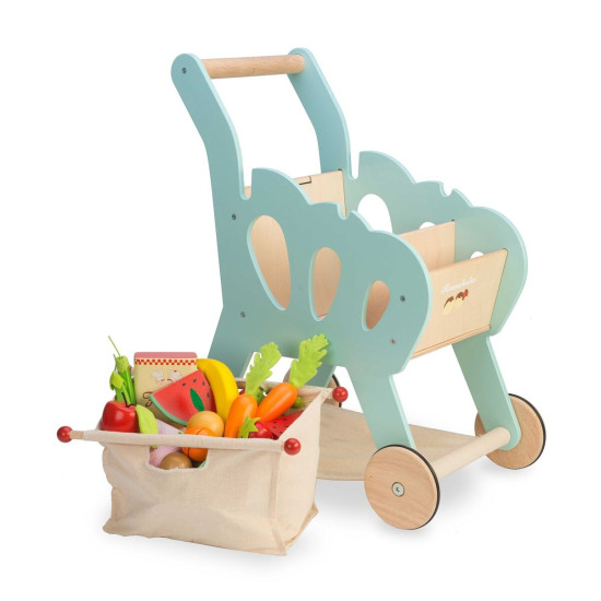Stylový dřevěný nákupní vozík děti doprovodí při dobrodružství na nákupech. 