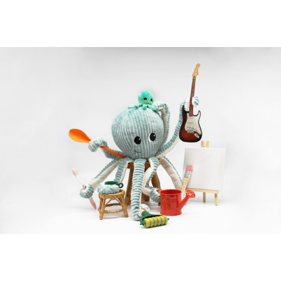 Zelená plyšová hračka Chobotnice Maminka a miminko Déglingos