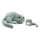 Zelená plyšová hračka kočka maminka a miminko Déglingos