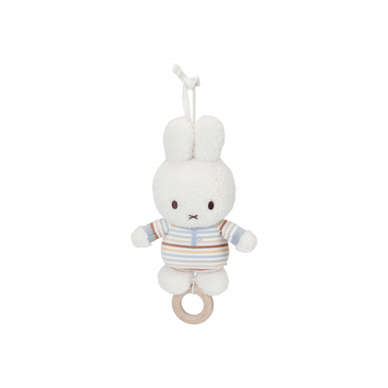 Roztomilý králíček s vintage proužky zahraje vašemu miminku ukolébavku a pomůže mu se zklidnit a usnout. 