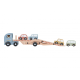 Dřevěný nákladní automobil se čtyřmi autíčky je tou pravou hračkou pro všechny malé řidiče. 