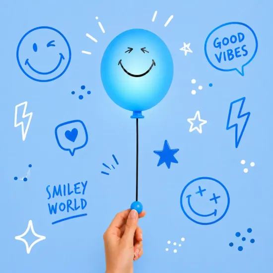 Dětské noční světlo MOB Bubbly Light Smiley World modrá