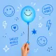 Dětské noční světlo MOB Bubbly Light Smiley World modrá
