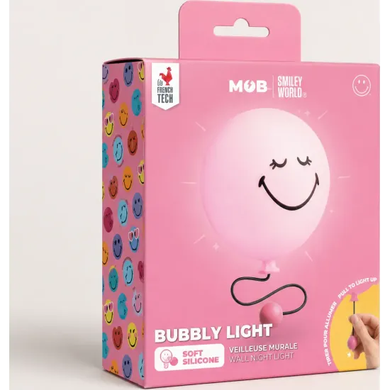 Dětské noční světlo MOB Bubbly Light Smiley World růžová