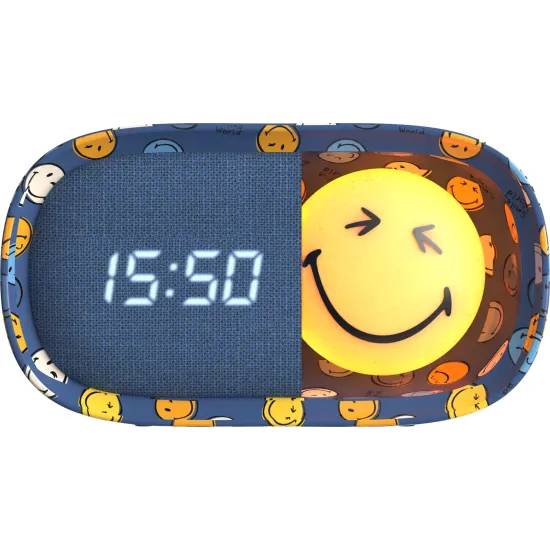 Dětský budík a noční světlo MOB Dreamy Clock Smiley modrá