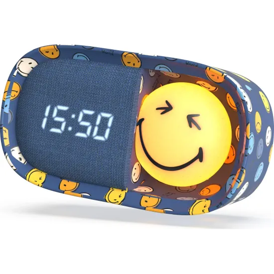 Dětský budík a noční světlo MOB Dreamy Clock Smiley modrá