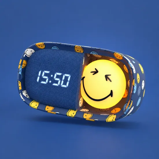 Dětský budík a noční světlo MOB Dreamy Clock Smiley modrá