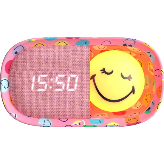 Dětský budík a noční světlo MOB Dreamy Clock Smiley růžová