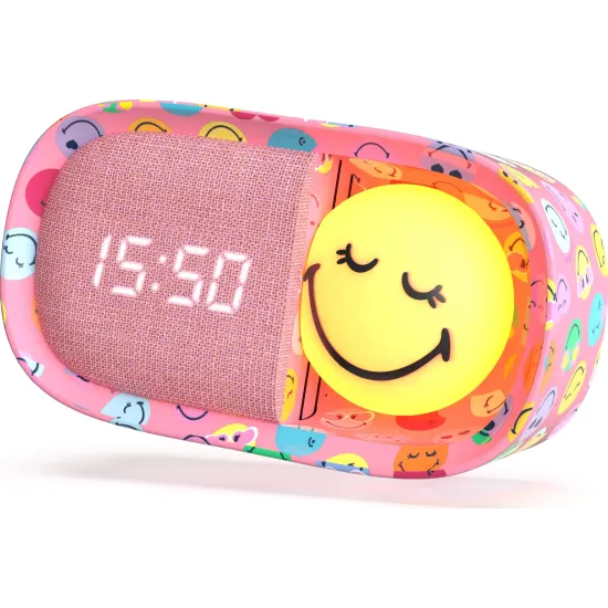 Dětský budík a noční světlo MOB Dreamy Clock Smiley růžová