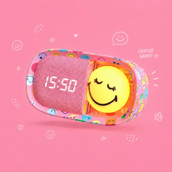 Dětský budík a noční světlo MOB Dreamy Clock Smiley růžová