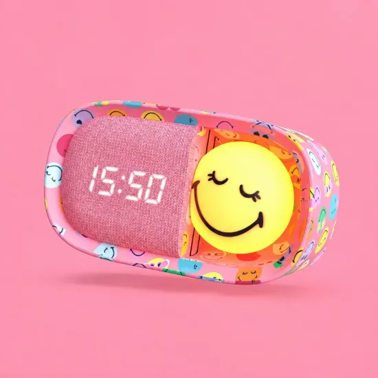 Dětský budík a noční světlo MOB Dreamy Clock Smiley růžová
