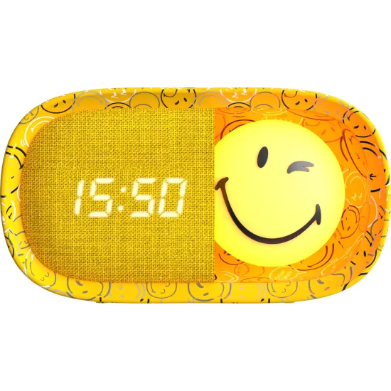 Dětský budík a noční světlo MOB Dreamy Clock Smiley žlutá