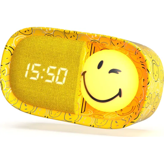 Dětský budík a noční světlo MOB Dreamy Clock Smiley žlutá