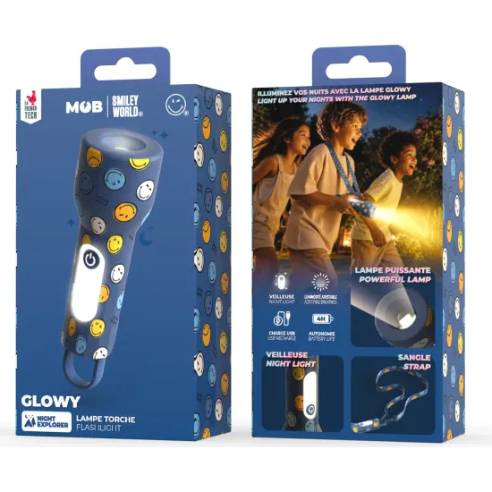Dětská svítilna MOB Glowy Smiley Flashlight modrá