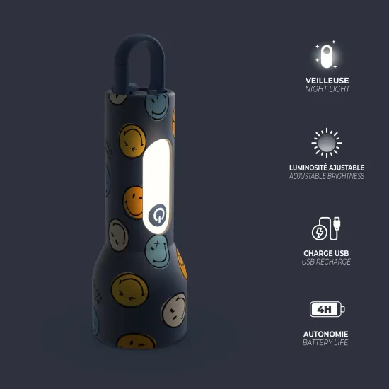 Dětská svítilna MOB Glowy Smiley Flashlight modrá