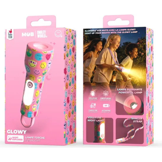 Dětská svítilna MOB Glowy Smiley Flashlight růžová