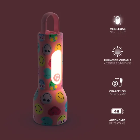 Dětská svítilna MOB Glowy Smiley Flashlight růžová