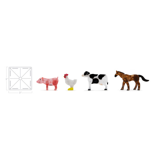 Je čas připojit se k nám na farmě, kde si můžete zahrát s novou sadou Farm Animals, která je součástí Magna-Tiles® Animal Collection.