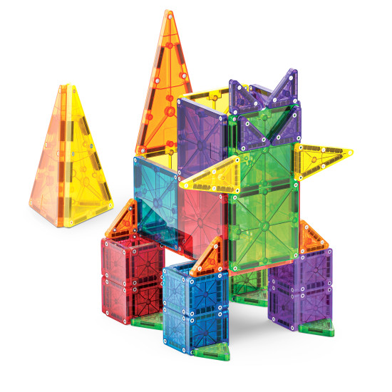 Stavebnice Magna-Tiles kombinuje velké a malé dílky.