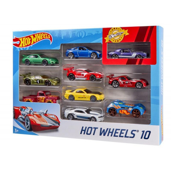 Kolekce 10 Hot Wheels® autíček s detailním designem a poutavými barvami