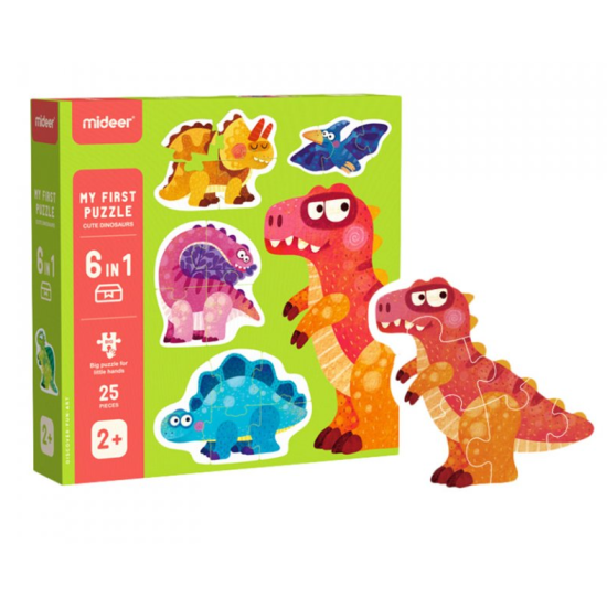 Dětské vzdělávací puzzle s motivem dinosaurů.