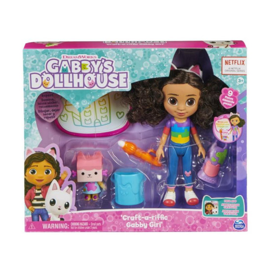 Gabby's Dollhouse panenka Gábinka s uměleckou zástěrou a doplňky na tvoření