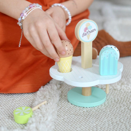 Dřevěný stojan se zmrzlinami Dřevěné jídlo Tooky Toy