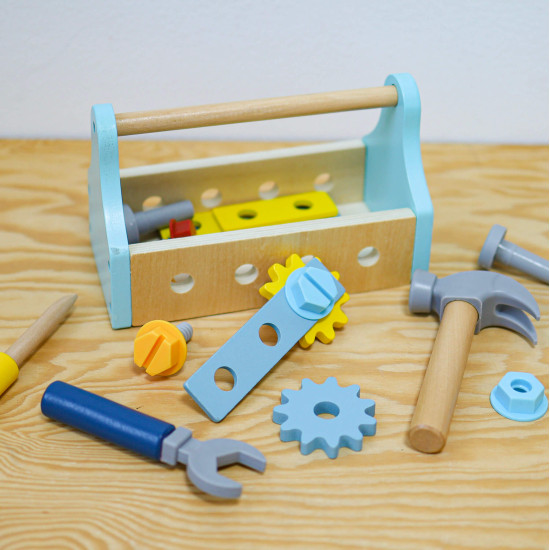 Dřevěné nářadí pro děti v přenosném boxu Tooy Toy